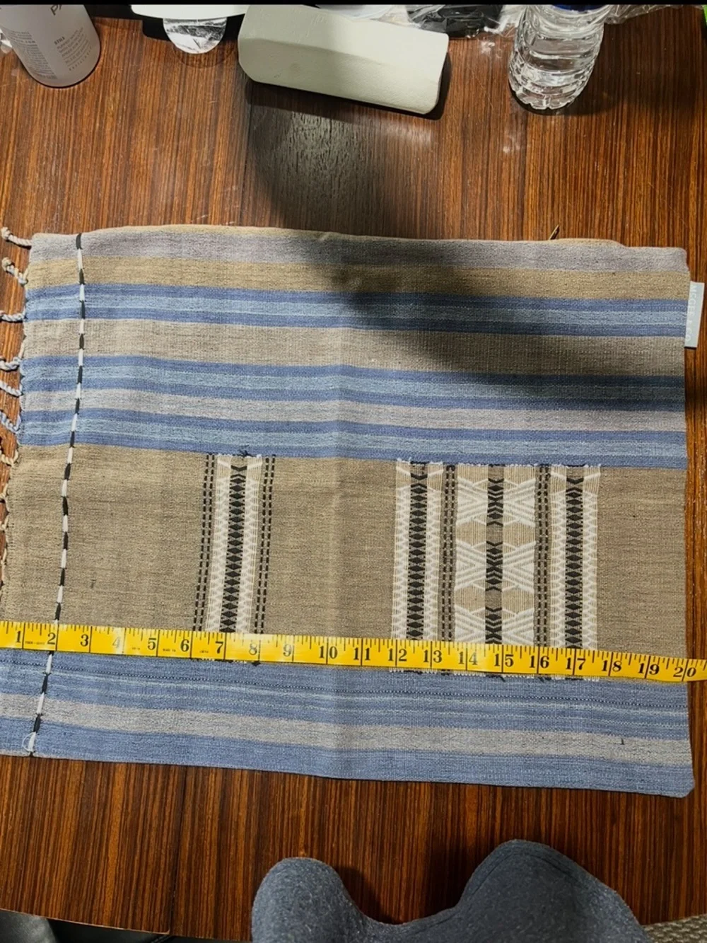 New McGee & Co Linen Blend Accent‎ Pillow Cover Beige Blue Tan Textured